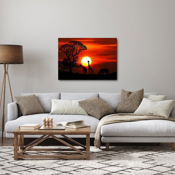 Obraz - Siluety zvířat při západu slunce (70x50 cm)