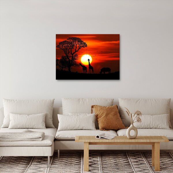 Obraz - Siluety zvířat při západu slunce (70x50 cm)