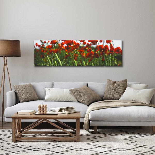 Obraz vlčích máků ve větru (170x50 cm)