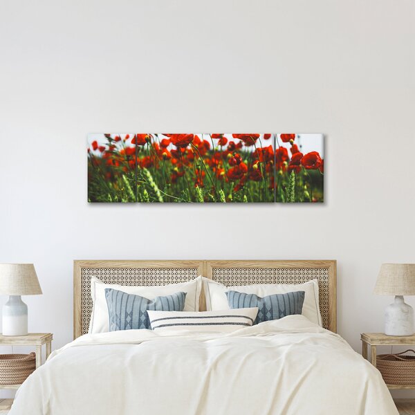 Obraz vlčích máků ve větru (170x50 cm)