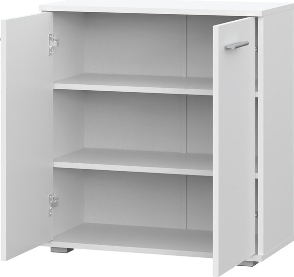 Komoda FAUSKE – prostorná – 2 dvířka – bílá – šířka 69 cm, výška 74 cm, hloubka 34 cm