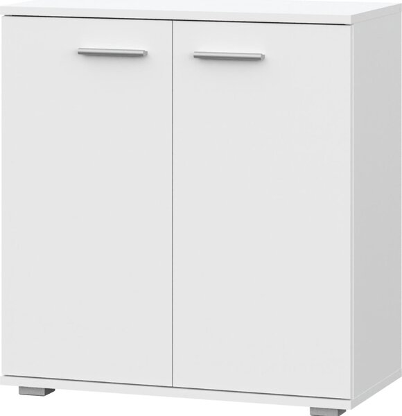 Komoda FAUSKE – prostorná – 2 dvířka – bílá – šířka 69 cm, výška 74 cm, hloubka 34 cm