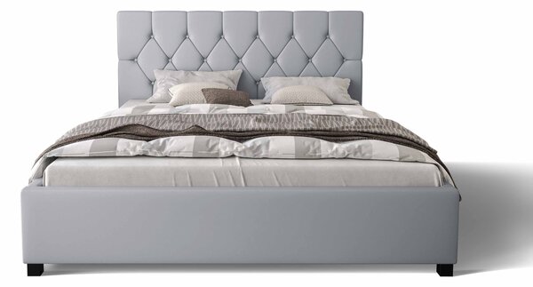 Manželská postel 140 cm Sylvie (šedá) (s roštem a úložným prostorem). Vlastní profesionální přeprava až k Vám domů 1047153