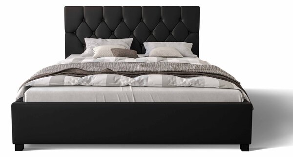 Manželská postel 180 cm Sylvie (černá) (s roštem a úložným prostorem). 1047162