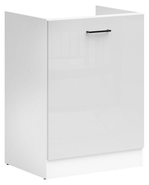 Kuchyňská skříňka Junona dřezová 60 cm, levá, bílá/šedá lesk