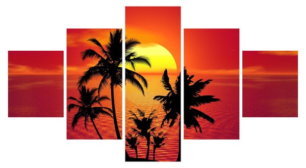 Obraz siluety ostrova s palmami (125x70 cm)