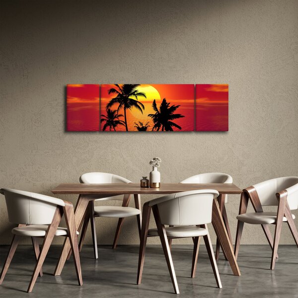 Obraz siluety ostrova s palmami (170x50 cm)