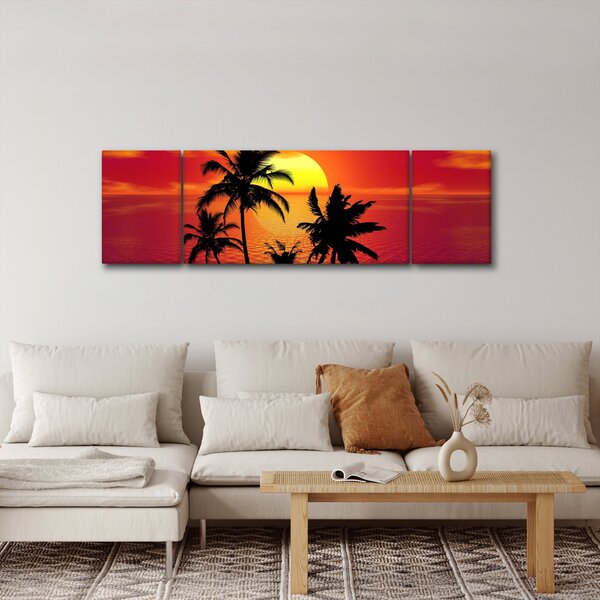 Obraz siluety ostrova s palmami (170x50 cm)