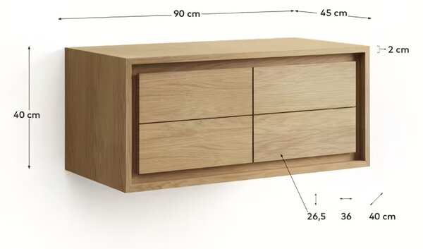 Teaková umyvadlová skříňka Kave Home Kenta 90 x 45 cm