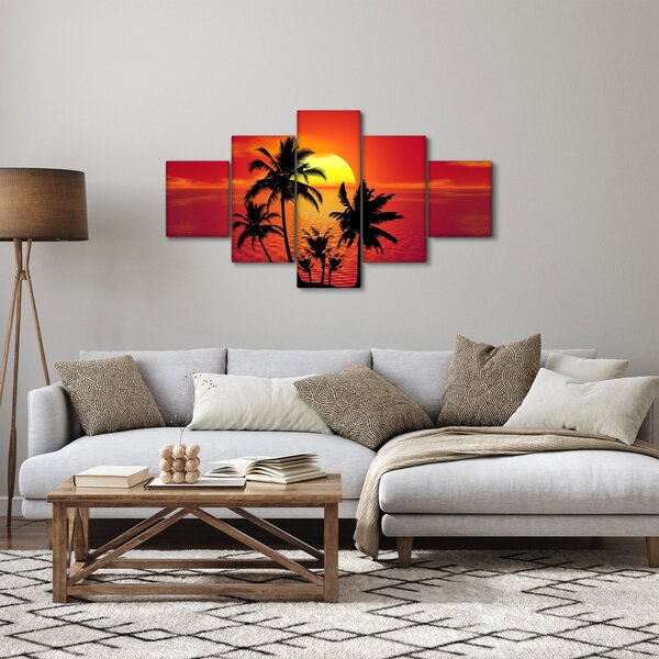 Obraz siluety ostrova s palmami (125x70 cm)