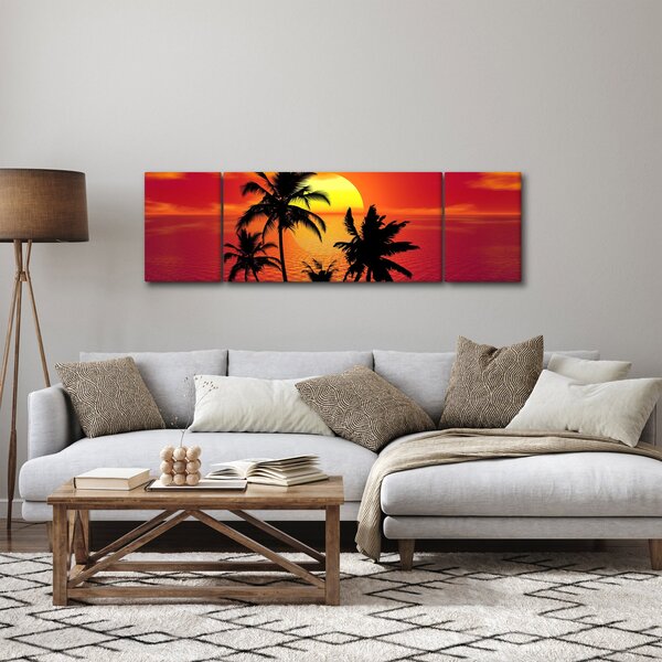 Obraz siluety ostrova s palmami (170x50 cm)