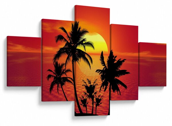 Obraz siluety ostrova s palmami (125x70 cm)