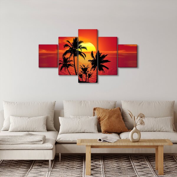 Obraz siluety ostrova s palmami (125x70 cm)