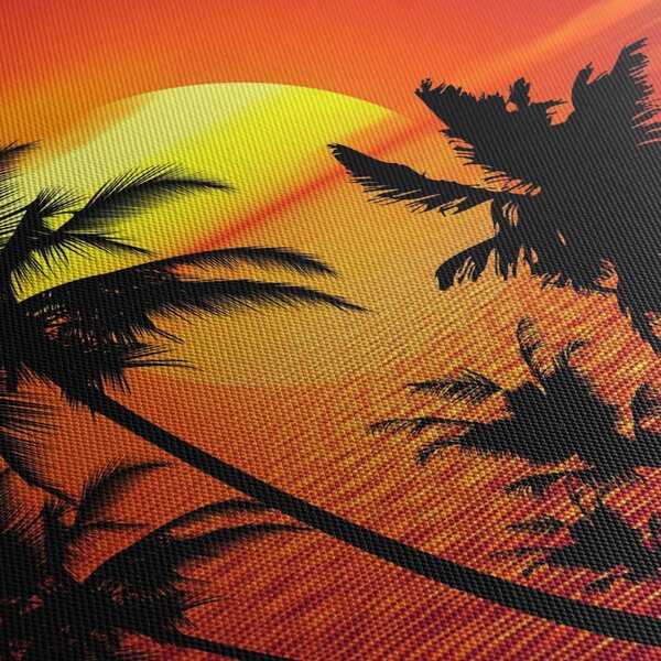 Obraz siluety ostrova s palmami (125x70 cm)