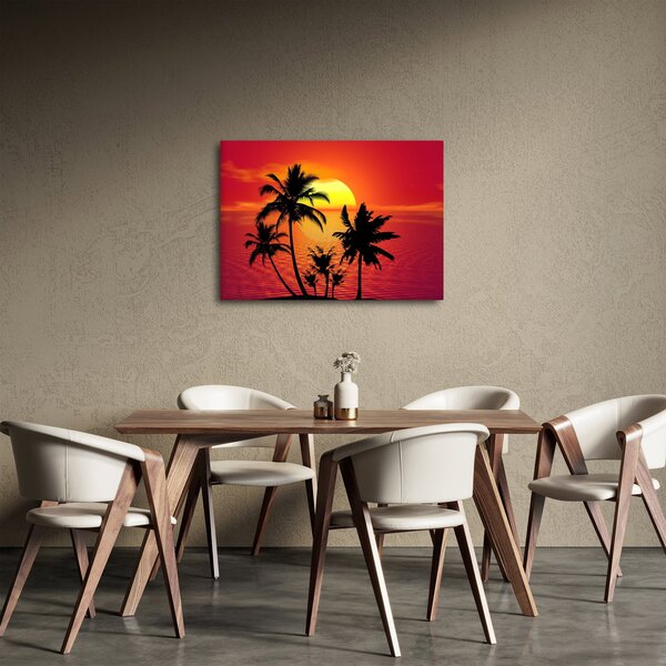 Obraz siluety ostrova s palmami (70x50 cm)