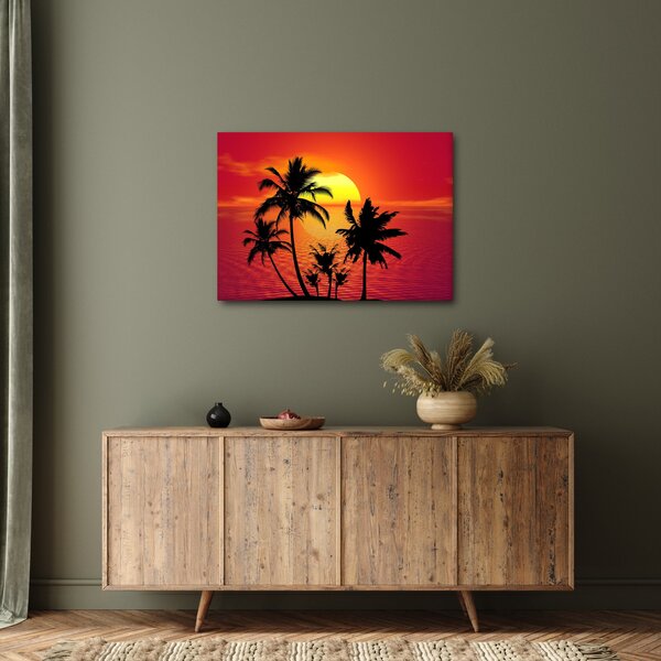 Obraz siluety ostrova s palmami (70x50 cm)