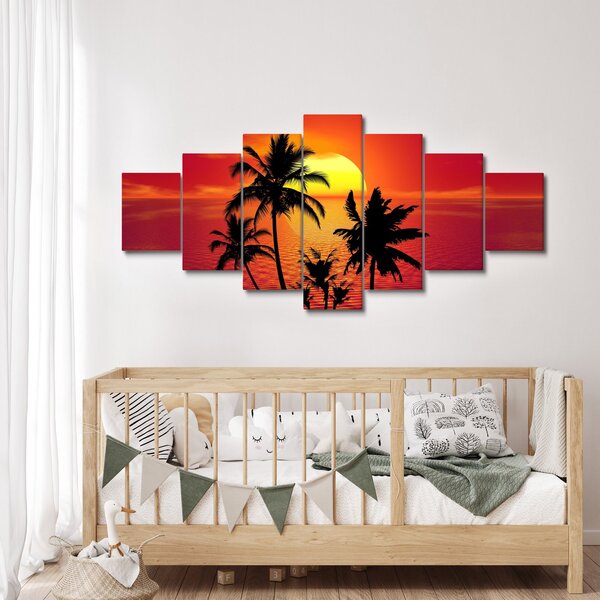 Obraz siluety ostrova s palmami (210x100 cm)
