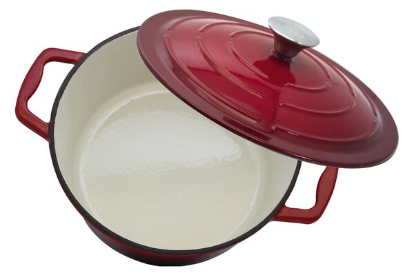 Hrnec s poklicí Ø 26 cm, litinový, červený ELO 30626