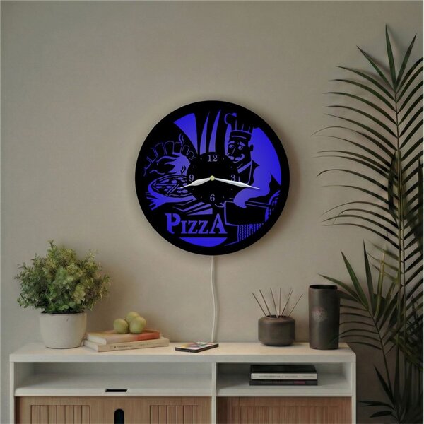 Hodiny s LED podsvícením Pizza