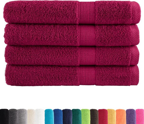 Prémiové ručníky SOLUND 4 ks bordó 100x200 cm 600 g/m² 137222