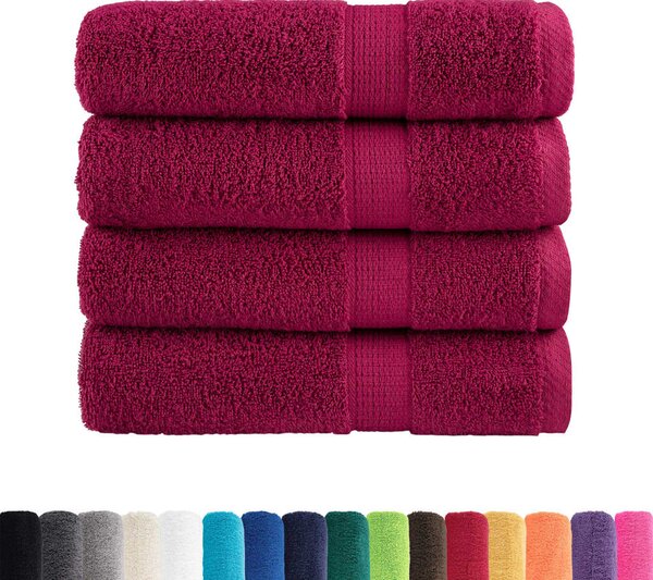 Prémiové ručníky SOLUND 4 ks bordó 50x100 cm 600 g/m² 137210