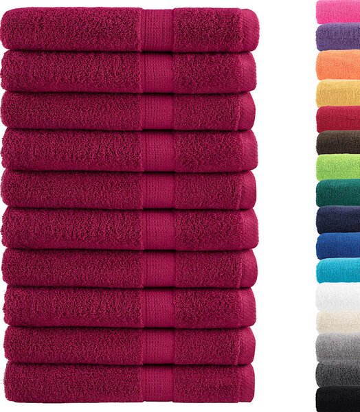 Prémiové ručníky SOLUND 10 ks bordó 100x200 cm 600 g/m² 137223