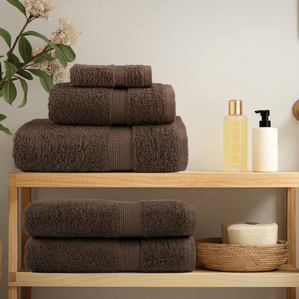 Prémiové ručníky SOLUND 10 ks hnědé 50x100 cm 600 g/m² 137235
