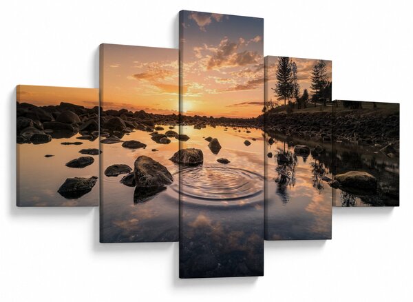 Obraz - Západ slunce u jezera (125x70 cm)