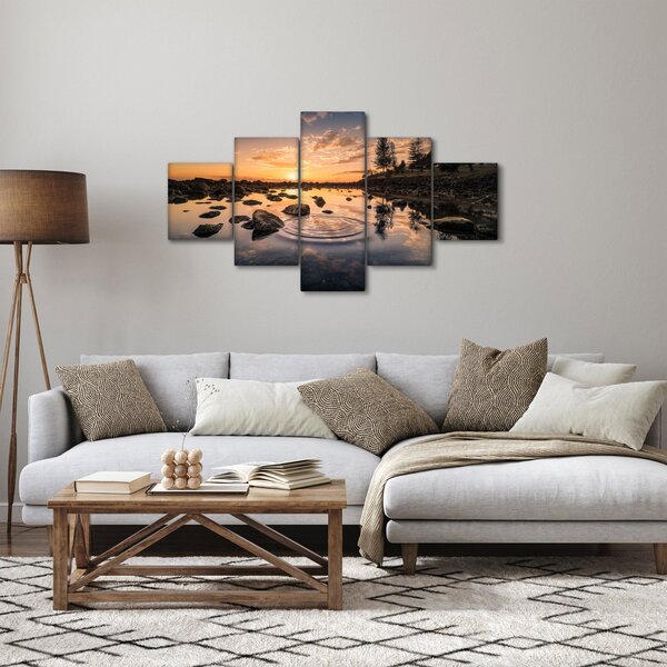 Obraz vodní hladiny při západu slunce (125x70 cm)