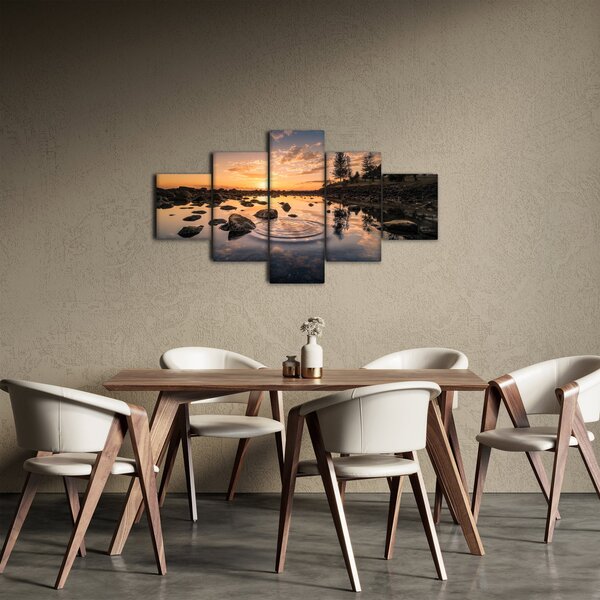 Obraz - Západ slunce u jezera (125x70 cm)