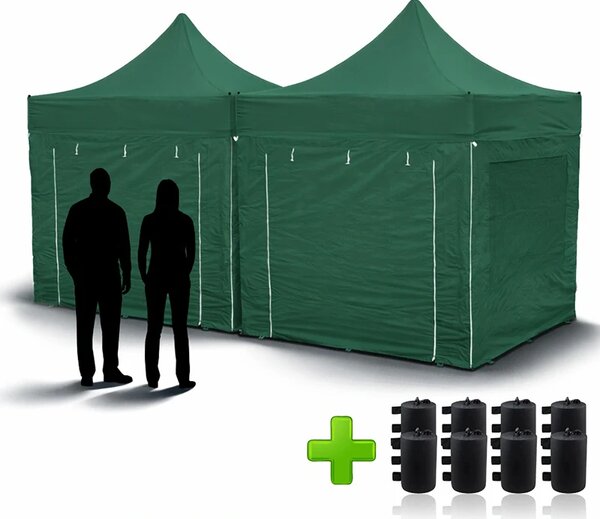 2x Nůžkový párty stan 3x3m - Balíček 1 (Zvýhodněná nabídka 2x stanů 3x3m včetně sady pro jednoduché propojení do jednoho celku a kotvících sad)
