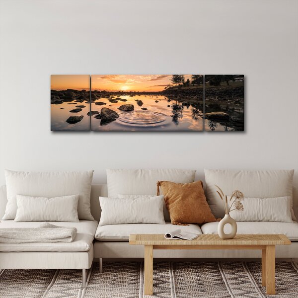 Obraz vodní hladiny při západu slunce (170x50 cm)
