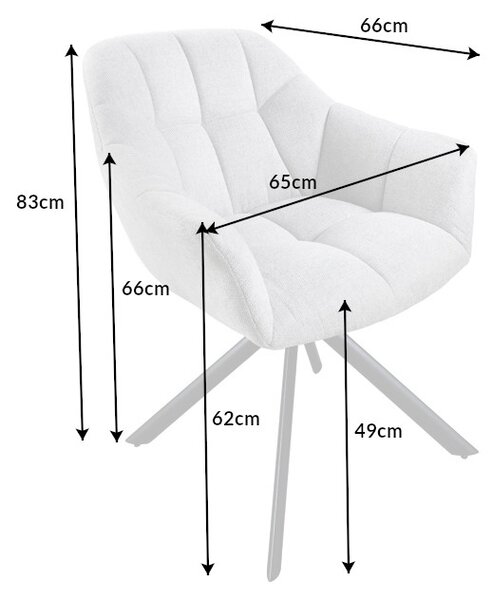 Designová otočná židle Vallerina světle šedá