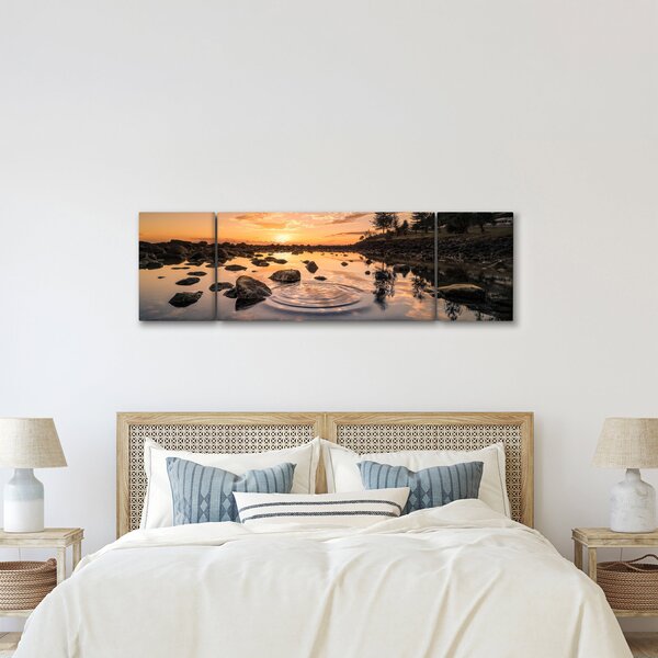 Obraz - Západ slunce u jezera (170x50 cm)
