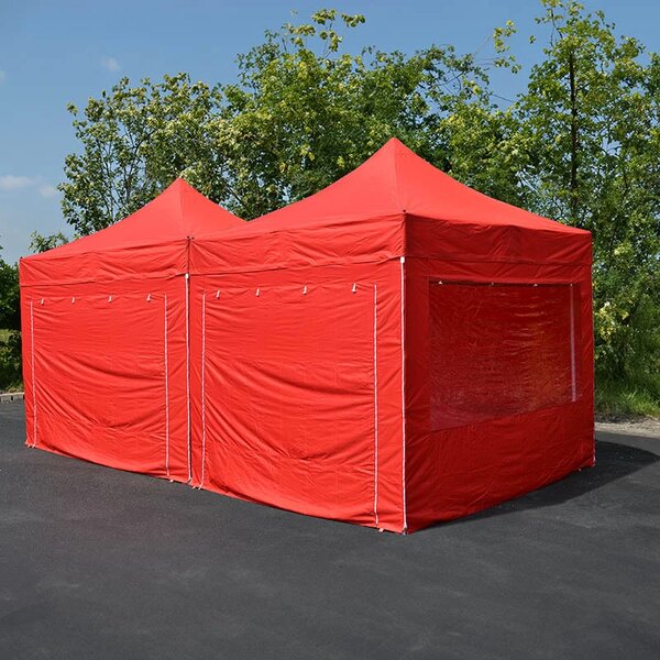 2x Nůžkový párty stan 3x3m - Balíček 1 (Zvýhodněná nabídka 2x stanů 3x3m včetně sady pro jednoduché propojení do jednoho celku a kotvících sad)