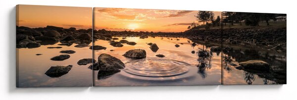 Obraz - Západ slunce u jezera (170x50 cm)