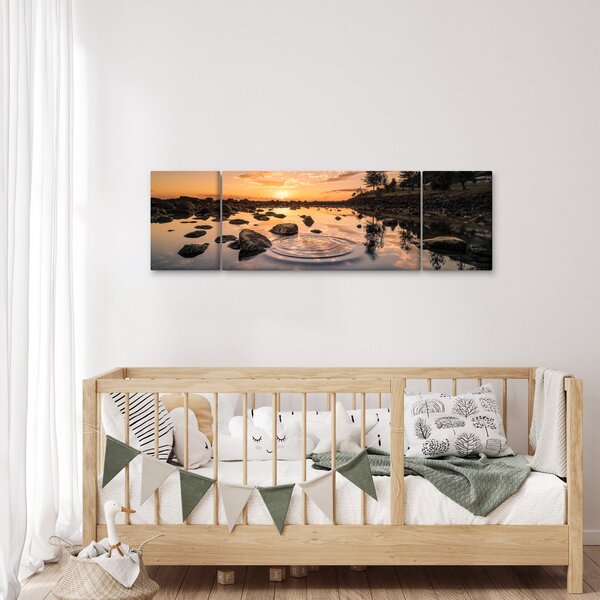 Obraz vodní hladiny při západu slunce (170x50 cm)