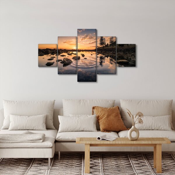 Obraz vodní hladiny při západu slunce (125x70 cm)