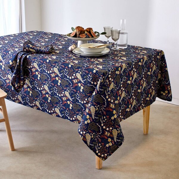 Sada 3 textilních ubrousků s potiskem lístků nám. modrá