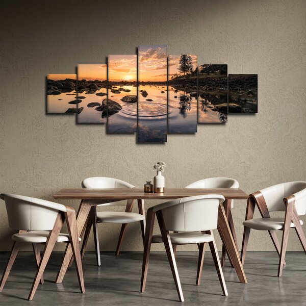 Obraz - Západ slunce u jezera (210x100 cm)