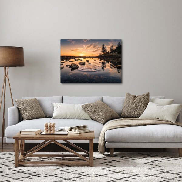 Obraz vodní hladiny při západu slunce (70x50 cm)