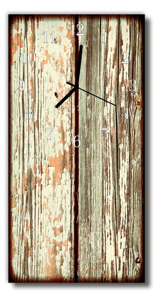 Skleněné hodiny vertikální Retro hnědé dřevo 30x60 cm