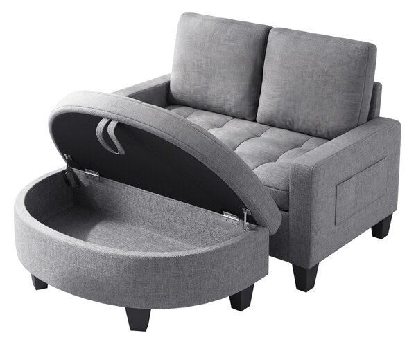 Dvoumístná pohovka s odklápěcí částí BEALIFE, rozměry 130x72x87 cm | S úložným prostorem pod sedací částí | Šedá | AR59
