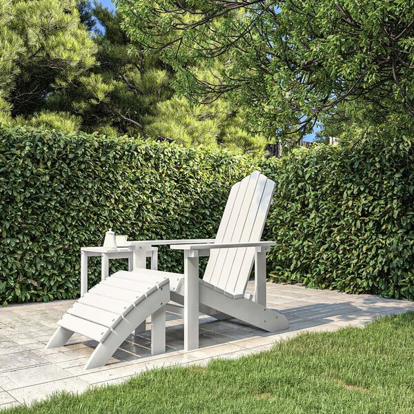 Zahradní křeslo Adirondack s podnožkou HDPE bílé