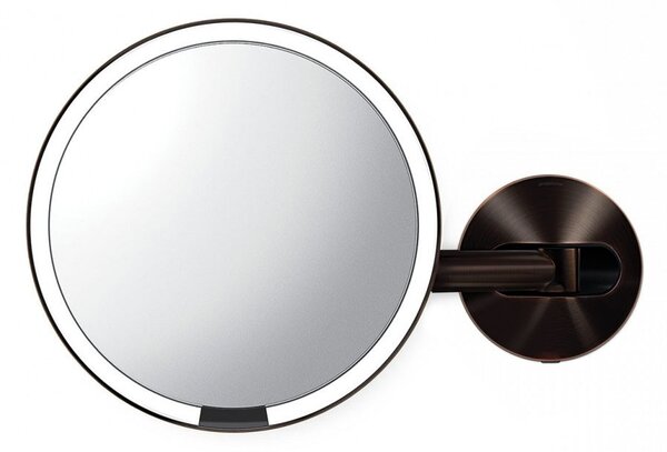 Simplehuman, Nástěnné kosmetické zrcadlo s LED osvětlením Sensor, síťové, 20 cm | tmavá bronz