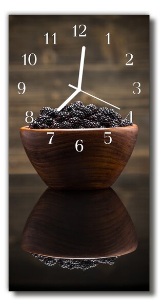 Skleněné hodiny vertikální Ostružiny kuchyně barevné ovoce 30x60 cm