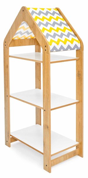 Dětský regál Mizzie 3 (naturální + bílá + žlutá)