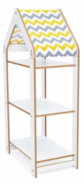 Dětský regál Mizzie 3 (bílá + žlutá). Akce -20%