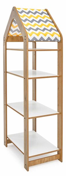 Dětský regál Mizzie 4 (naturální + bílá + žlutá)