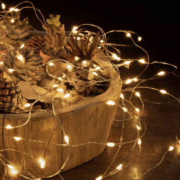 LED řetěz sada 3 ks, 80 LED, baterie, časovač, teplá bílá